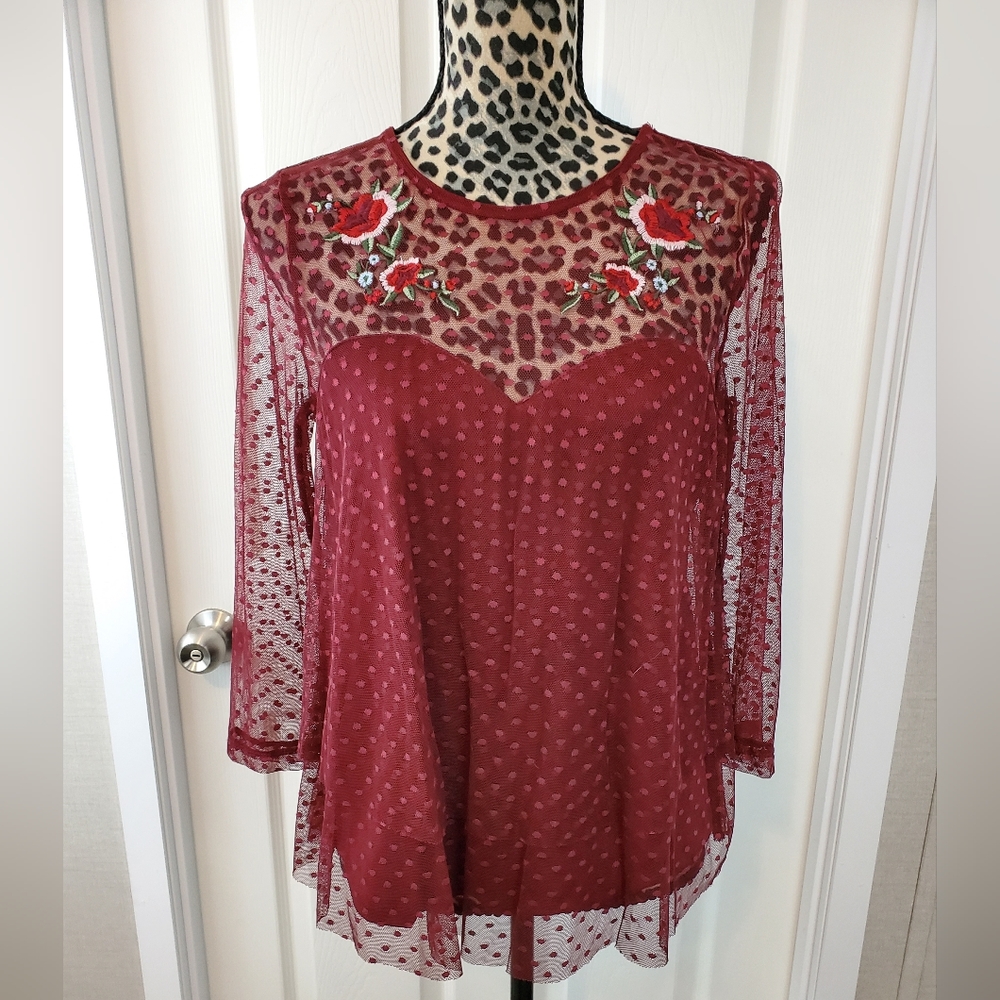 Crave Fame Embroidered Semi-Sheer Top - Picture 1 of 11